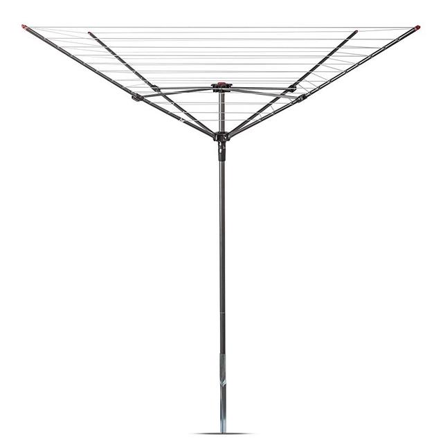 STORAGE MANIAC Outdoor Umbrella Drying Rack, Steel Frame & Adjustable Height, 4-arm Umbrella Clothesline for Bedding, Collapsible Retracting Clothes Line for Backyard - 12 Lines with 164ft
