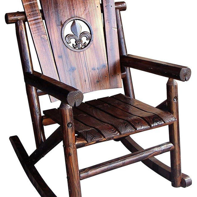 Leigh Country Fleur-De-Lis Medallion Outdoor Rocker, Brown, (TX 93619)
