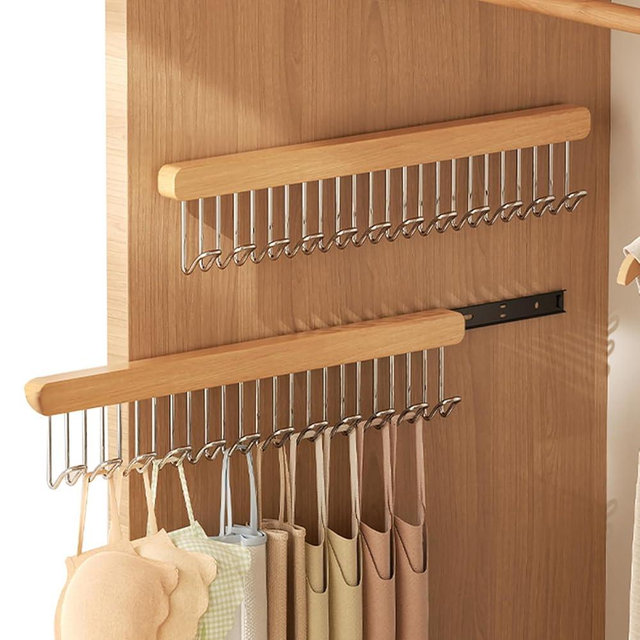 2 pack 16.2 inch valet rods for closets, extendable and pull-out wardrobe pole for belt hangers,tie hangers,bra organizer, closet extender hanging rod with 12 metal hooks, closet valet rod slide out