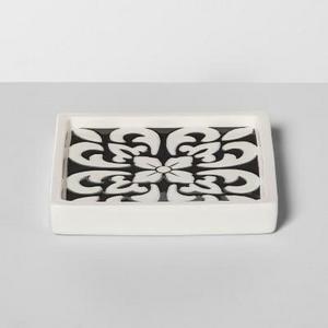 Mallorca Ceramic With Faux Mosaic Look Soap Dish White - Opalhouse™