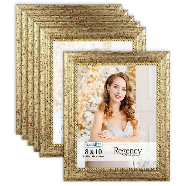 Icona Bay 8x10 Picture Frames (Gold, 6 Pack), Baroque Style Photo Frames 8 x 10, Wall Mount or Table Top, Regency Collection