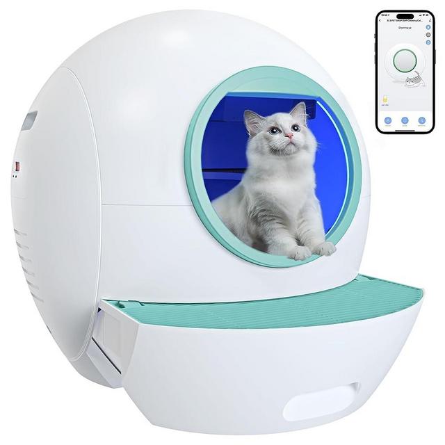 KungFuPet Self-Cleaning Cat Litter Box, Automatic Cat Litter Box for Multi Cats, Extra Large Smart Litter Box with Mat & Liner, APP Control/Safety Protection/Odor Removal [Upgrade Version]