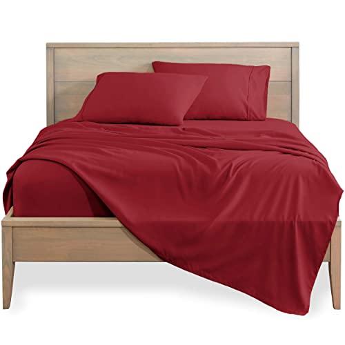 Bare Home King Sheet Set - 1800 Ultra-Soft Microfiber Bed Sheets - Double Brushed Breathable Bedding - Hypoallergenic – Wrinkle Resistant - Deep Pocket (King, Red)