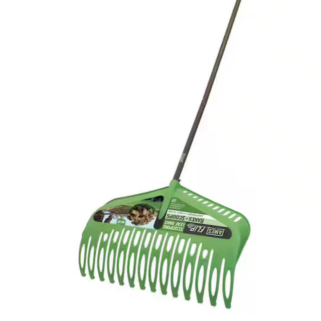 Ames FLIP 54.25 in. Steel Handle Poly Scooping Leaf Rake 10000-05523