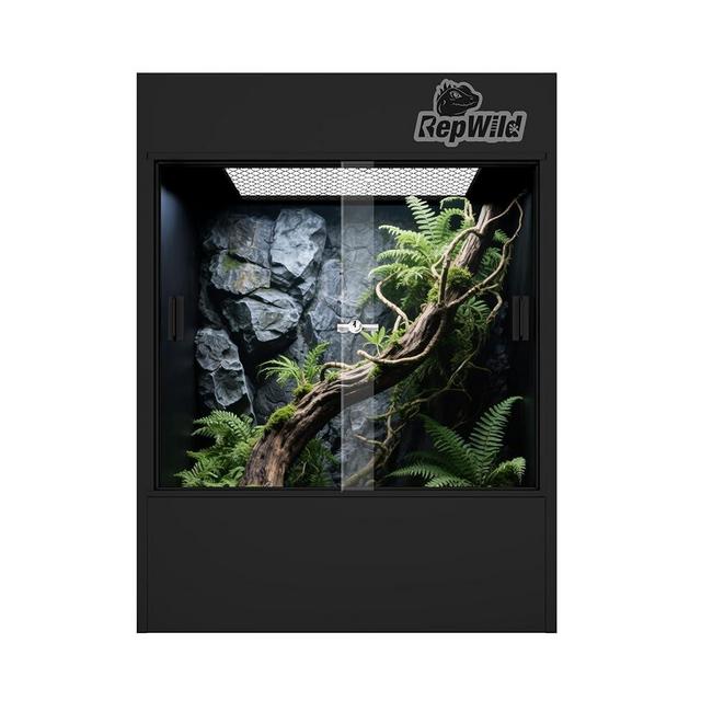 33 Gallon PVC Tall Reptile Tank/Terrarium, RepWild 18" x 18" x 24" Arboreal Reptile Habitat Enclosure with Sliding Door & Heavy-Duty Screen for Amphibians, Crested Gecko Lizard Chameleon