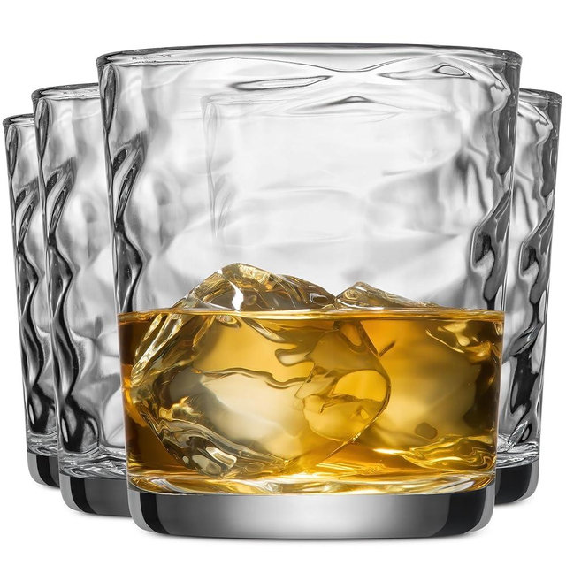 Glaver's Whiskey Glasses Set of 6. Hammered Cocktail Glasses,13oz. Bar Glasses. Old Fashioned Glasses for Scotch,Rum,Bourbon Glasses.