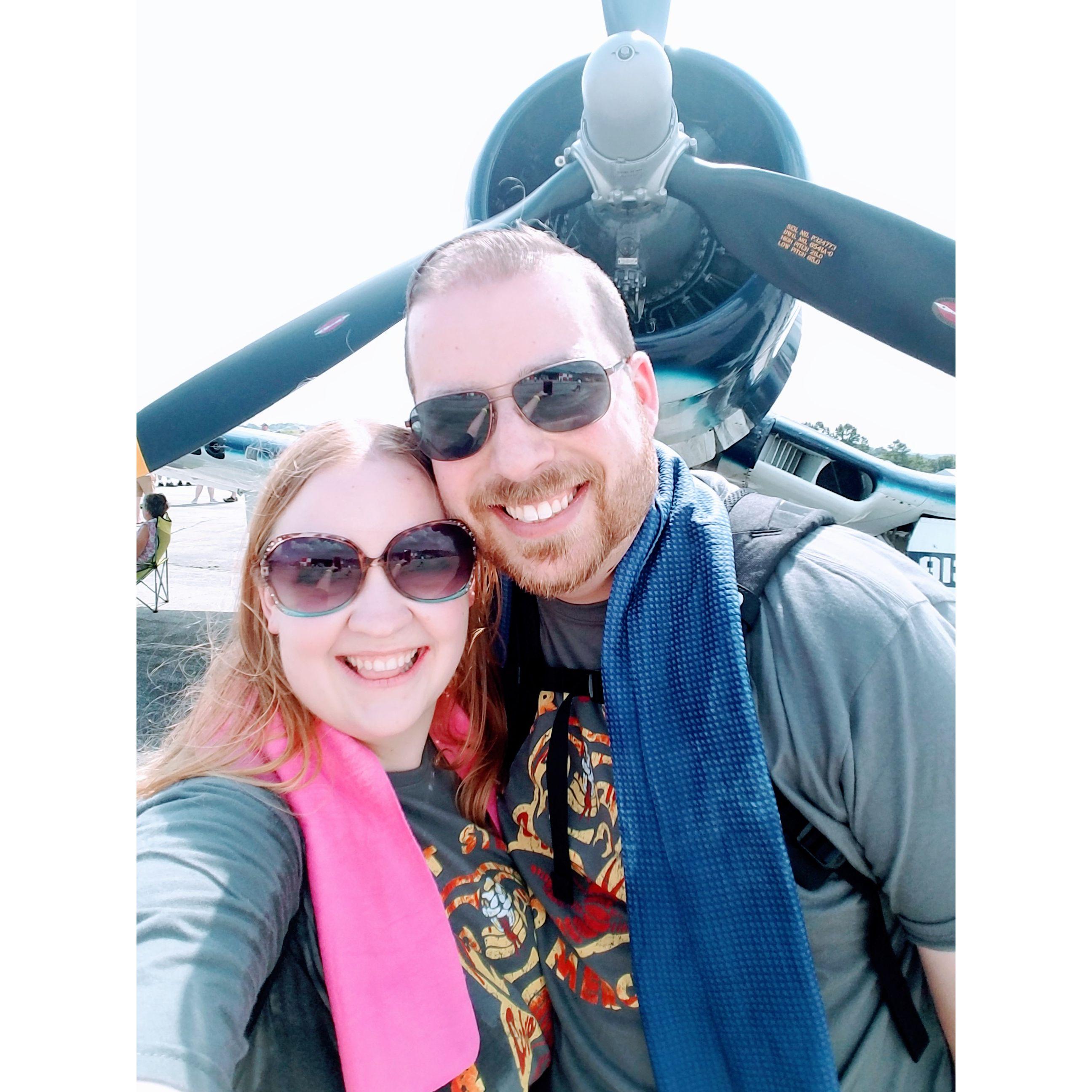 Celebrating our 6 month dating anniversary at an air show