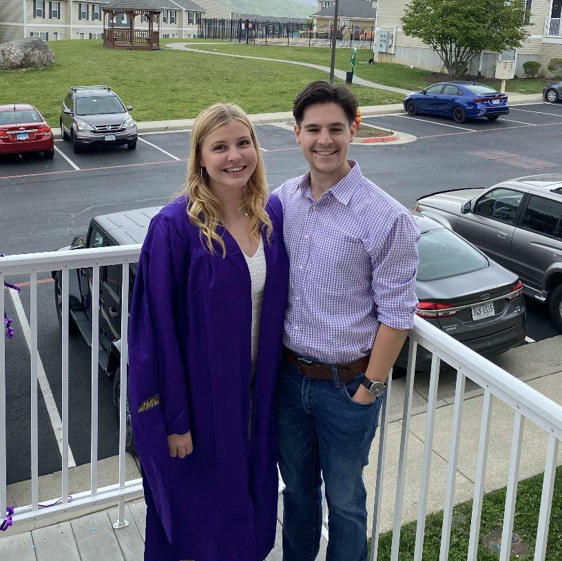 Teddy came to support Jessie for grad school graduation from JMU
