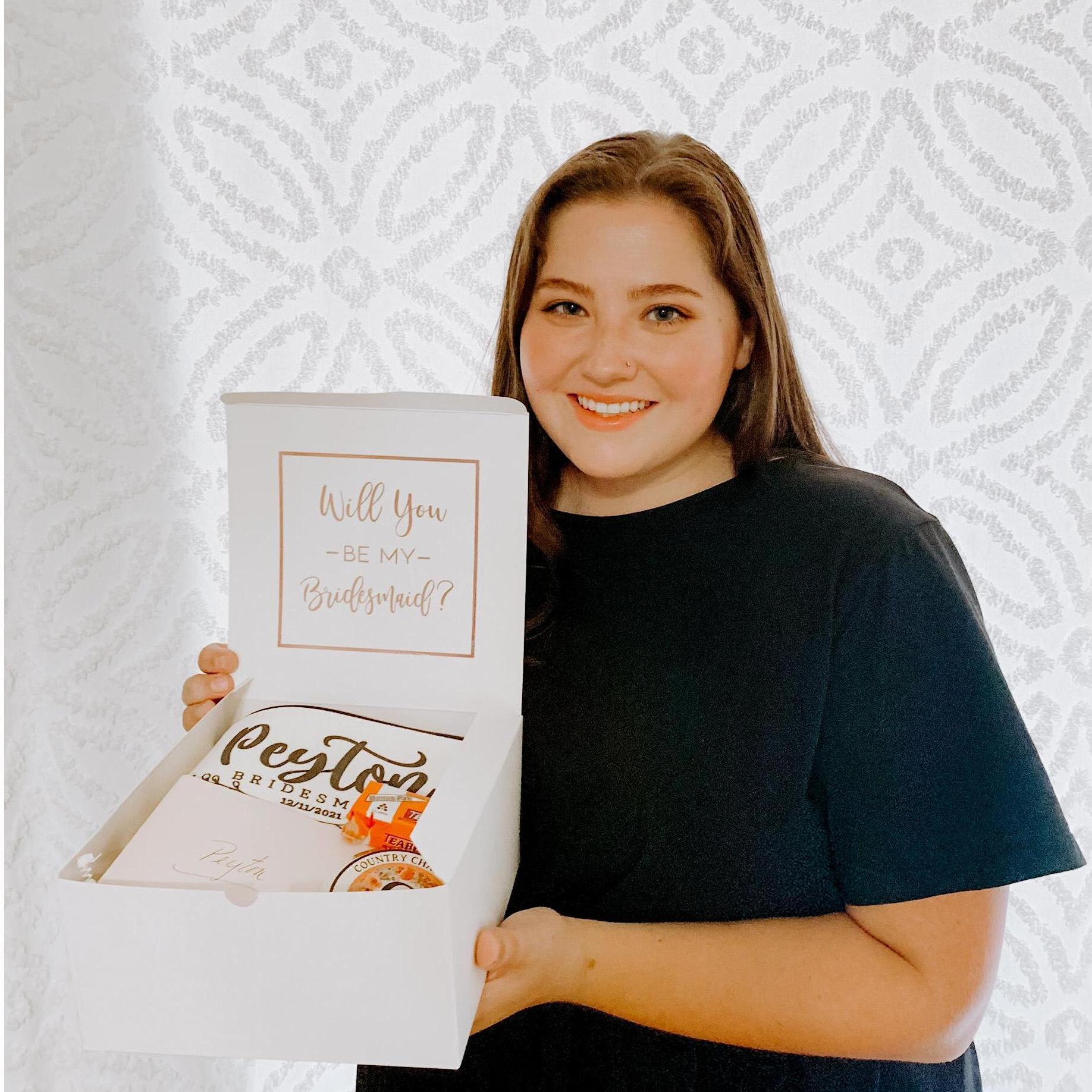My bridesmaid, Peyton, said yes!