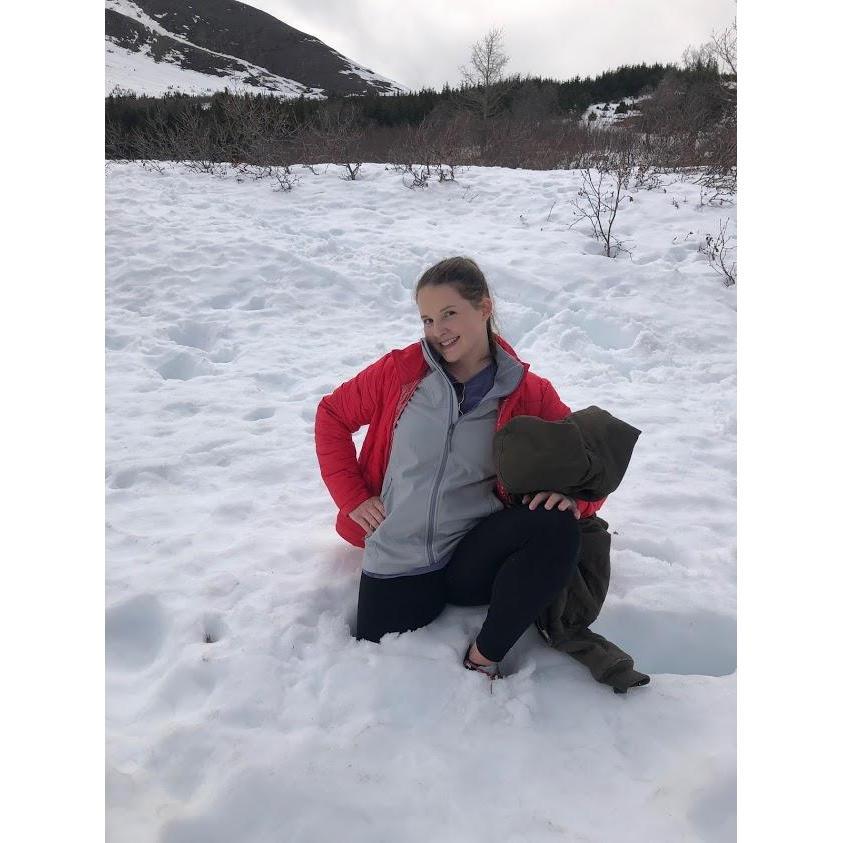 Hiking and "pot-holing." The snow was as deep as my leg!