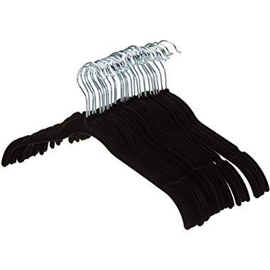AmazonBasics Velvet Clothing Hangers - 30-Pack, Black