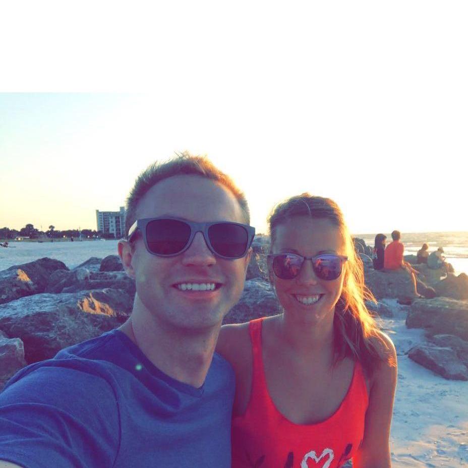 Our first photo taken together at sunset on St.Pete Beach!
