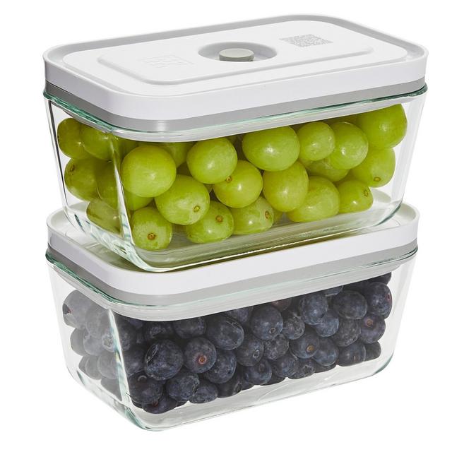 ZWILLING Fresh & Save 2-Piece Medium Glass Vacuum Sealer Food Storage Container with Airtight Lids