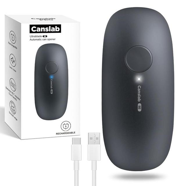Canslab Rechargeable Electric Can Openers for Kitchen for Seniors with Arthritis- USB Battery Automatic Can Opener for Any Size Can - Smooth Edge, Handsfree, Portable Small One Touch Opener, Grey