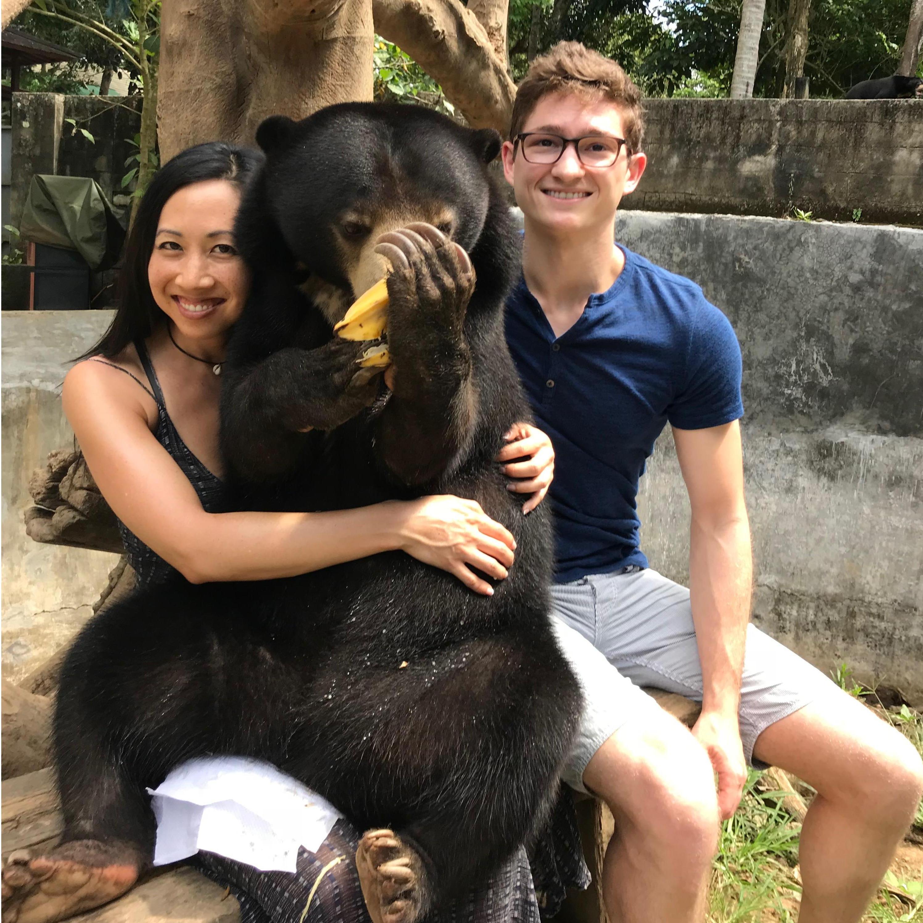 giving bear hugs in Indonesia