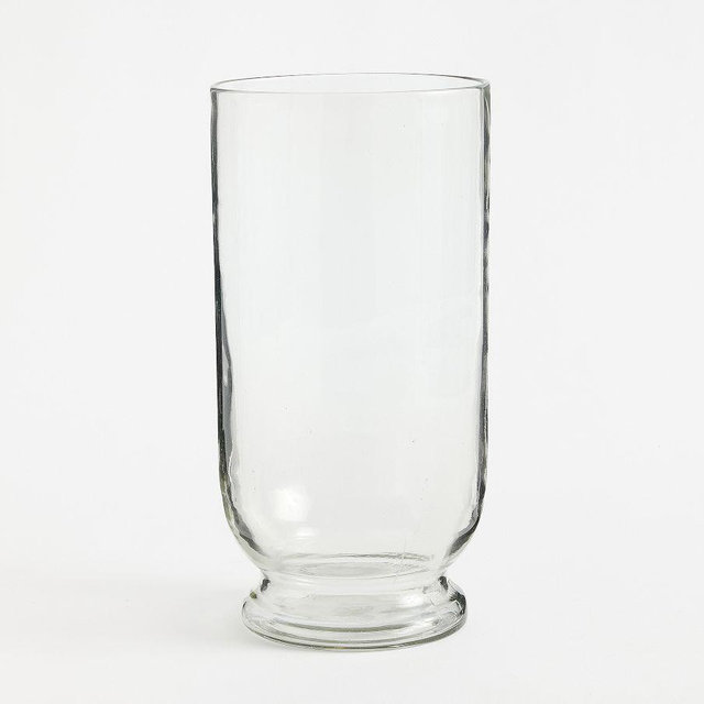 Footed Recycled Glass Hurricanes: Clear: Large