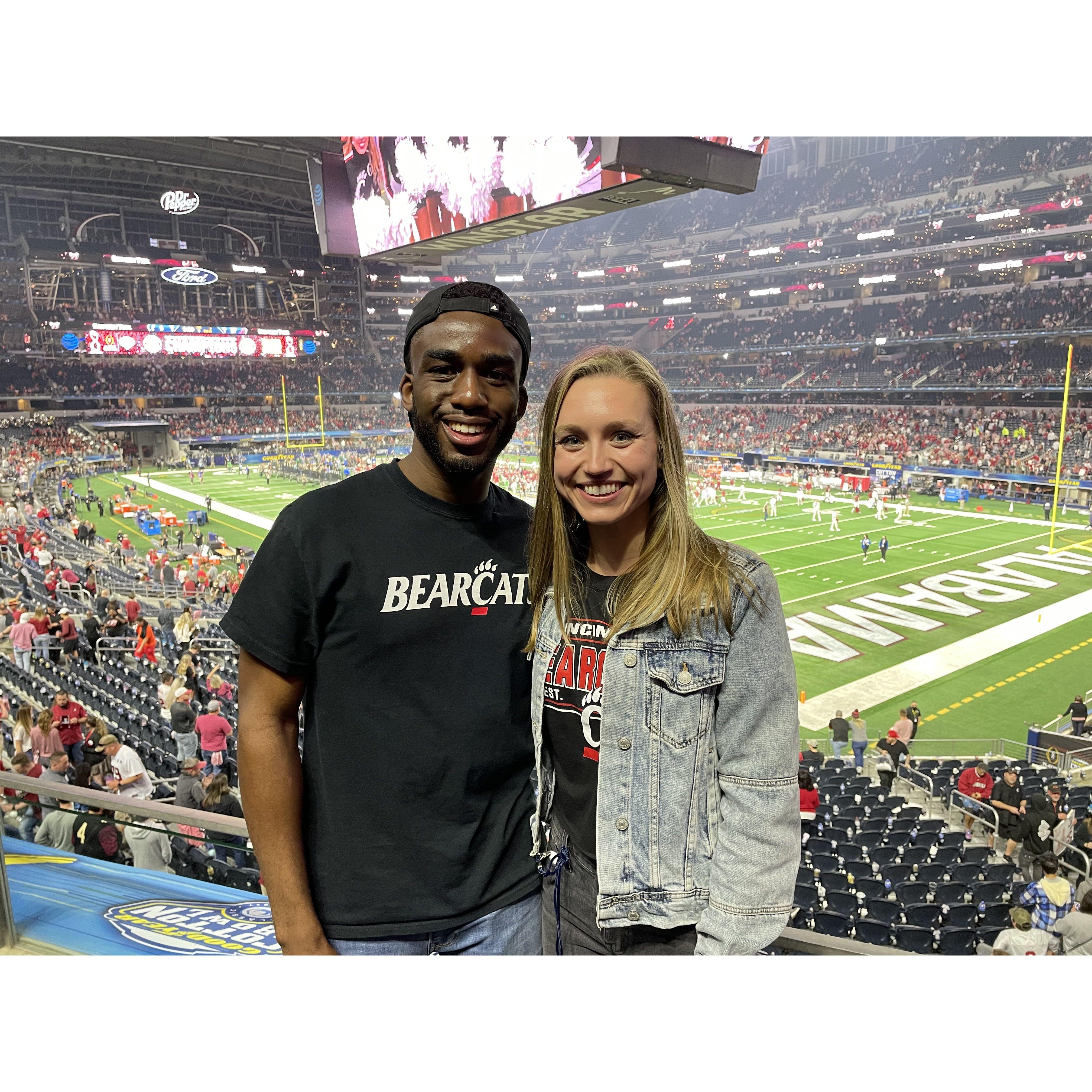 The Cincinnati Bearcats vs Alabama Crimson Tide college football playoff game