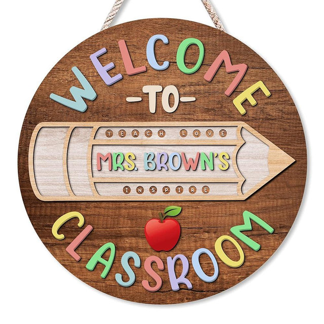 Hyturtle Personalized Teacher Signs for Classroom,Teacher Door Signs,Teacher Name Sign for Classroom Door,Back to School Welcome Door Sign Decorations for Teachers Elementary Preschool 8”12”18” inches