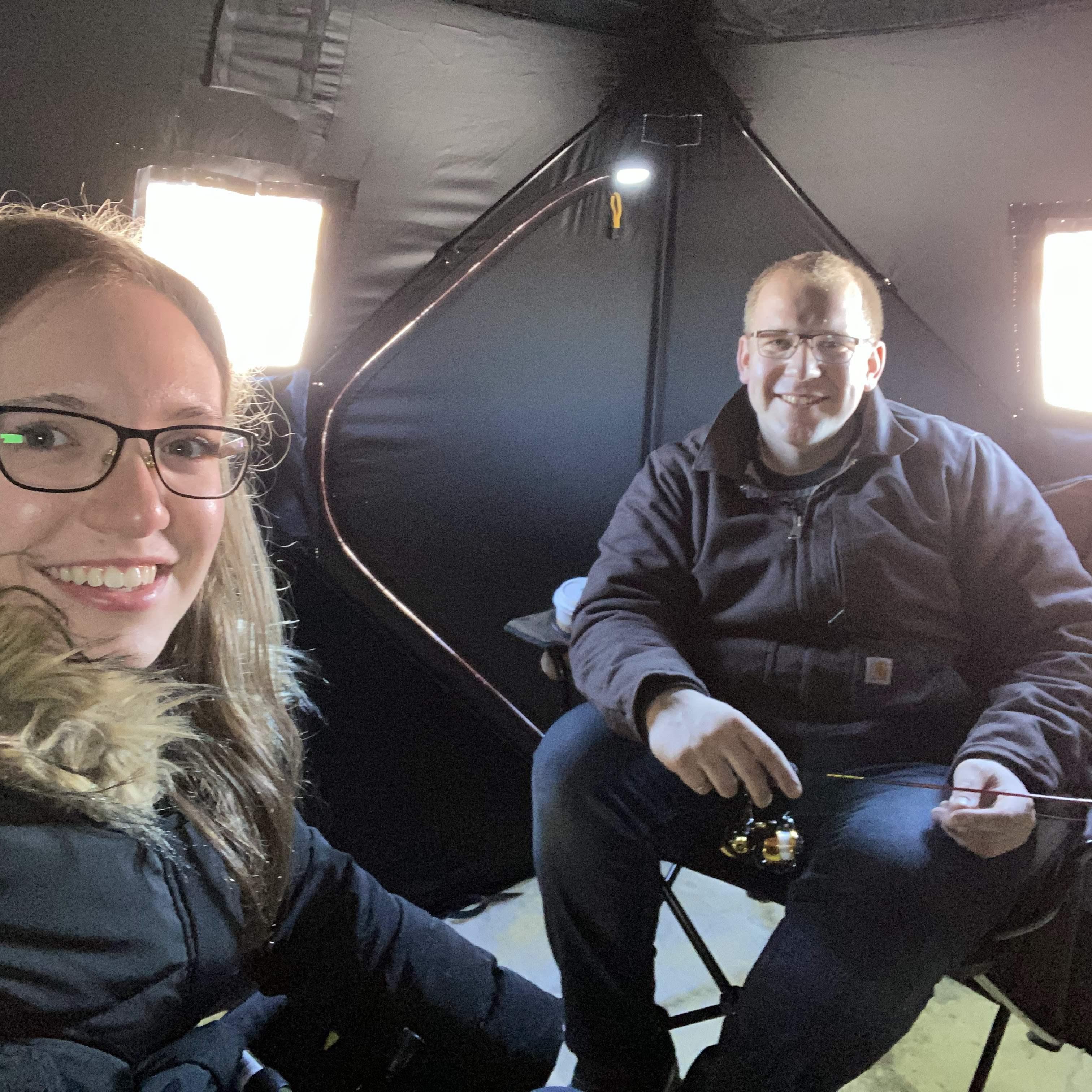 Ice fishing! Adam's favourite hobby