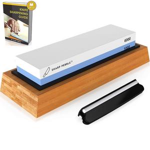 Sharp Pebble Premium Whetstone Knife Sharpening Stone 2 Side Grit 1000/6000 Waterstone | Best Whetstone Sharpener | NonSlip Bamboo Base & Angle Guide