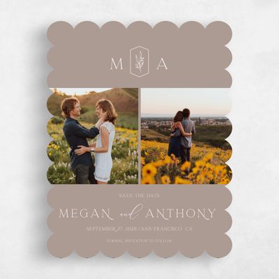 Brown Scalloped Wedding Save the Date - Eldridge Multiphoto