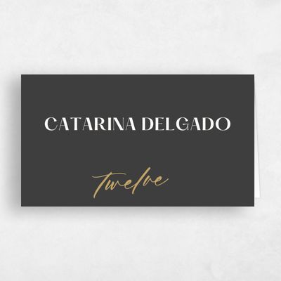 Grey Typography Wedding Place Card - Finneas