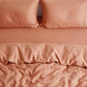 Bed Threads - Linen Duvet Cover - 100% French Flax Linen - 170 GSM - Luxury Duvet Cover - Eco-Friendly - Breathable, Durable & Soft - with Button Closures - Machine Washable - Full/Queen - Hazelnut