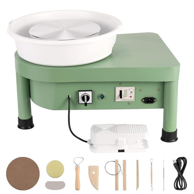 Huanyu Pottery Wheel Ceramic Machine 10" with Foot Pedal, Electric Pottery Machine with Detachable Basin for Pottery Studio/Home Pottery DIY/Pottery Training School Christmas (110V for Teenagers)