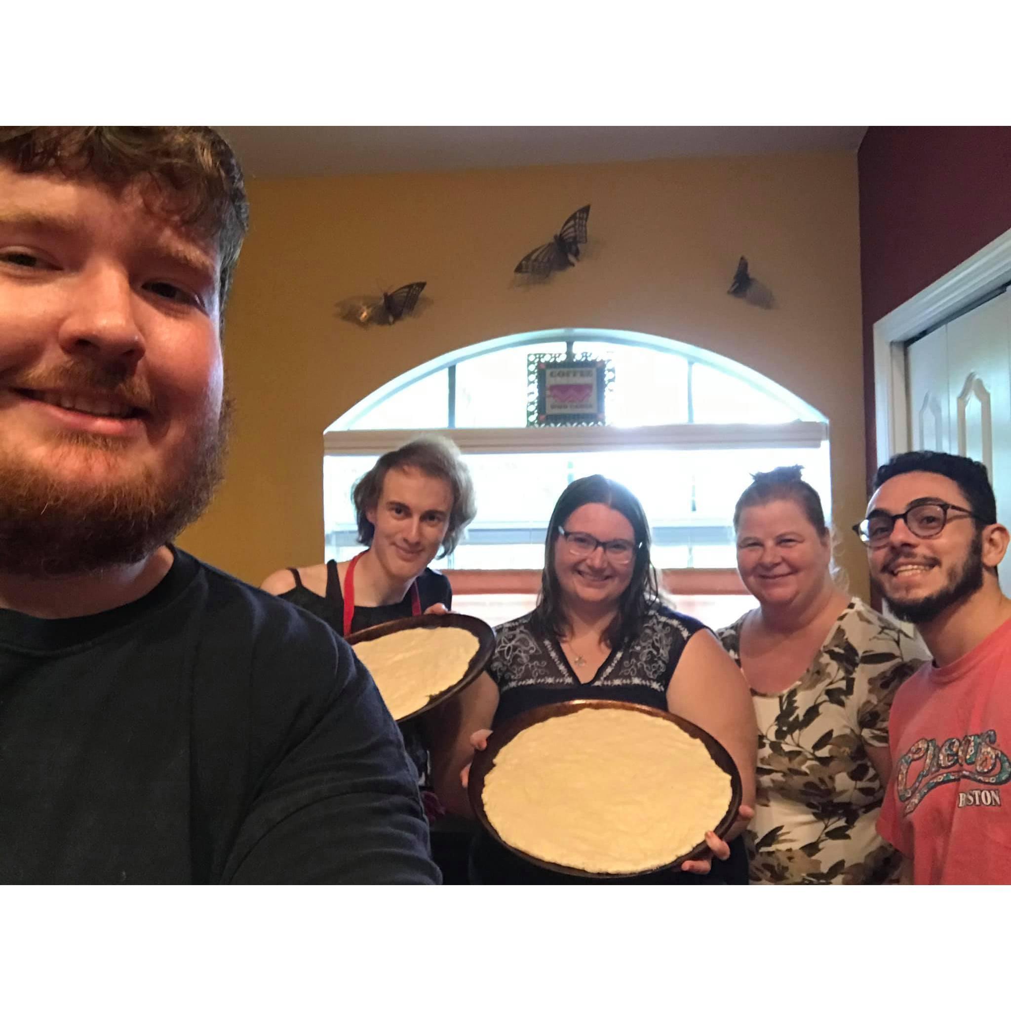 Making homemade pizza