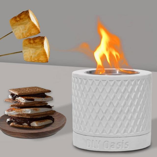 Concrete Tabletop Fire Pit - Ethanol Fire Pit, Table Top Fire Pit Bowl, Mini Fire Pit, Portable Fireplace for Indoor & Garden for Dinner Partlies, Home Decoration