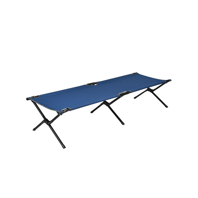 Costway Folding Camping Cot & Bed Heavy-Duty for Adults Kids w/ Carrying Bag 300LBS Blue