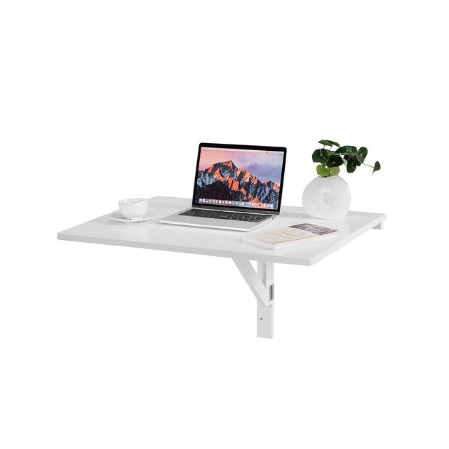 Costway Wall-Mounted Drop-Leaf Table Folding Kitchen Dining Table Desk Space Saver White