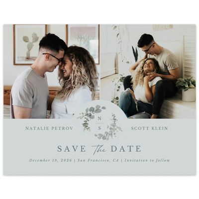 Blue Sage Mist Wedding Digital Save the Date - Verde Multiphoto