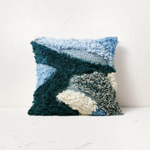 Textured Tufted Square Throw Pillow Blue - Opalhouse™ designed with Jungalow™