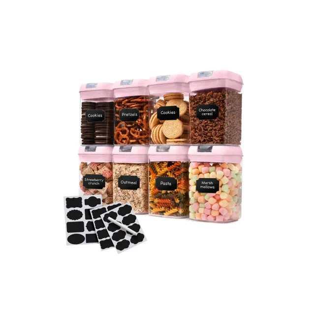 Cheer Collection Set of 8 28oz Airtight Food Storage Containers