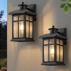 C Cattleya 2 -Pack 1 -Light 12-in H Matte Black Hardwired Motion Sensor Dusk to Dawn Outdoor Wall Light
