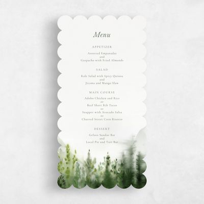Green Scalloped Wedding Menu - Grove