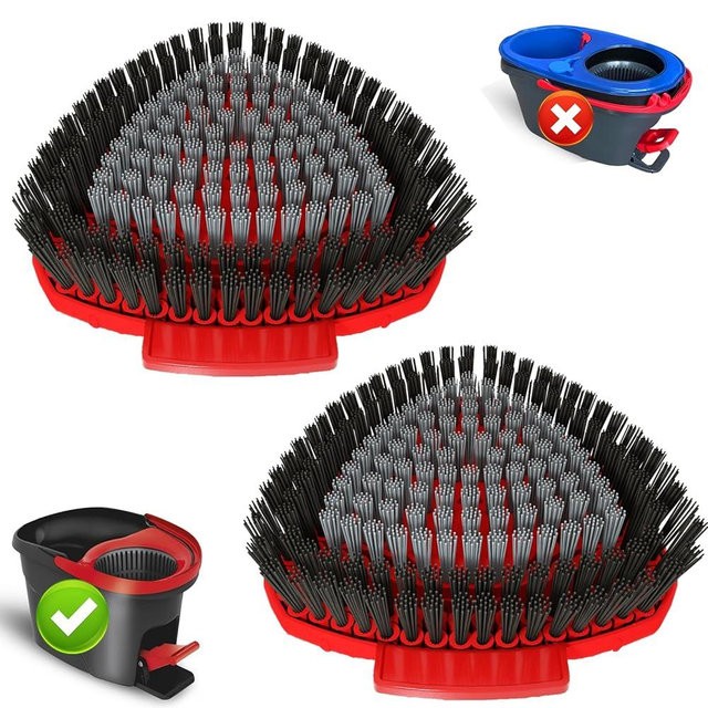 2 Pack Upgrade Scrub Brush Replace Heads Compatible with O Cedar EasyWring 1 Tank Spin Mop,Mop Replacement Scrubber Head Brush,Floor Cleaning Brush,More Layers of Bristles for Bathroom, Deck, Kitchen