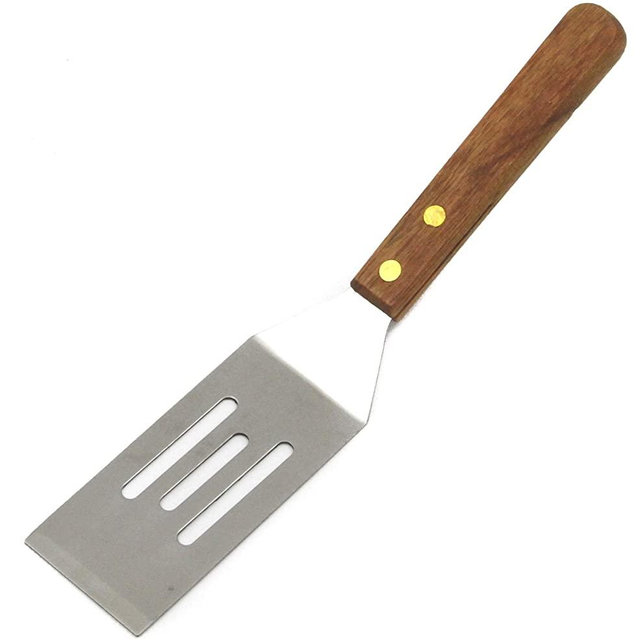 Chef Craft Select Wooden Handle Slotted Cookie Spatula, Stainless Steel, 8 In Wood, Natural