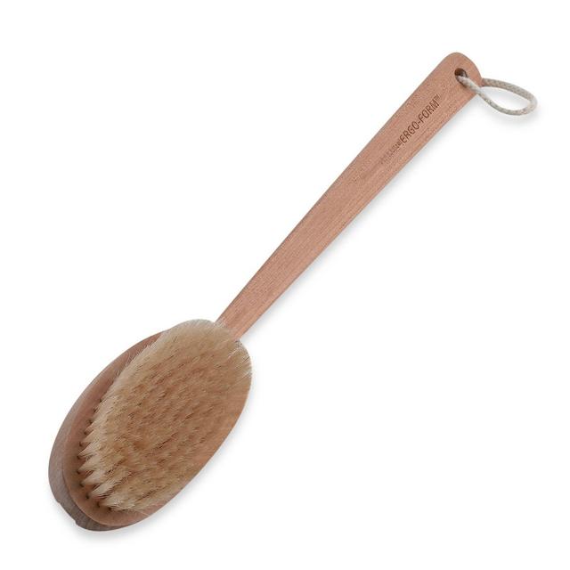 Far-Reaching Natural Bristle Back Brush with Ergo Grip