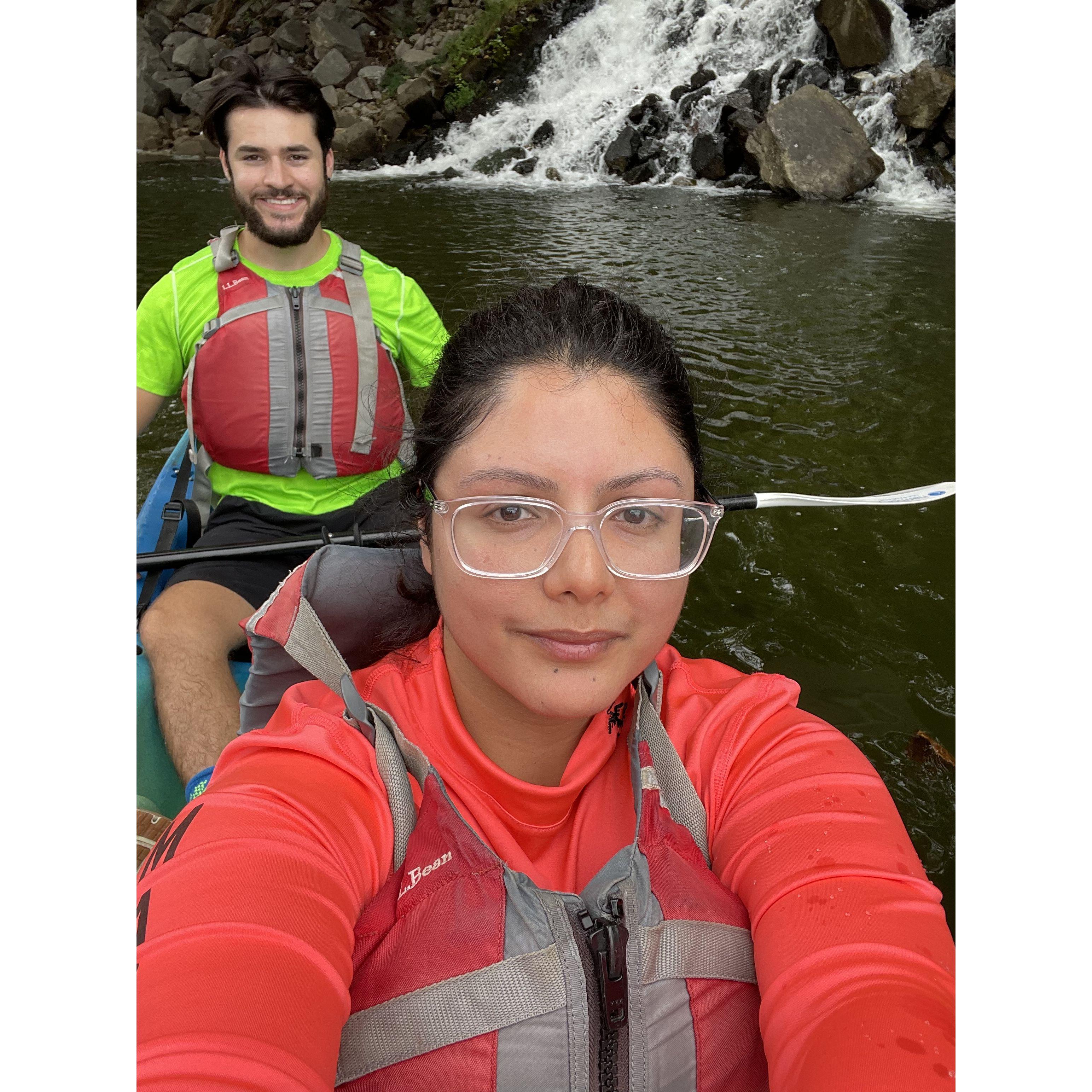 Our first kayaking trip.. luckily with both survived.