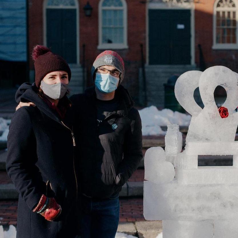 Ice sculptures at a festival in Salem, MA