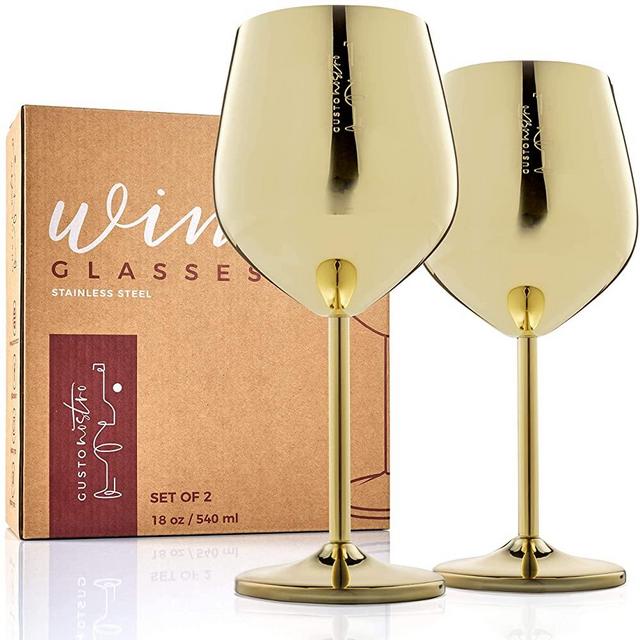 MyGift Modern Brass Stemless Wine Glasses, Set of 4 