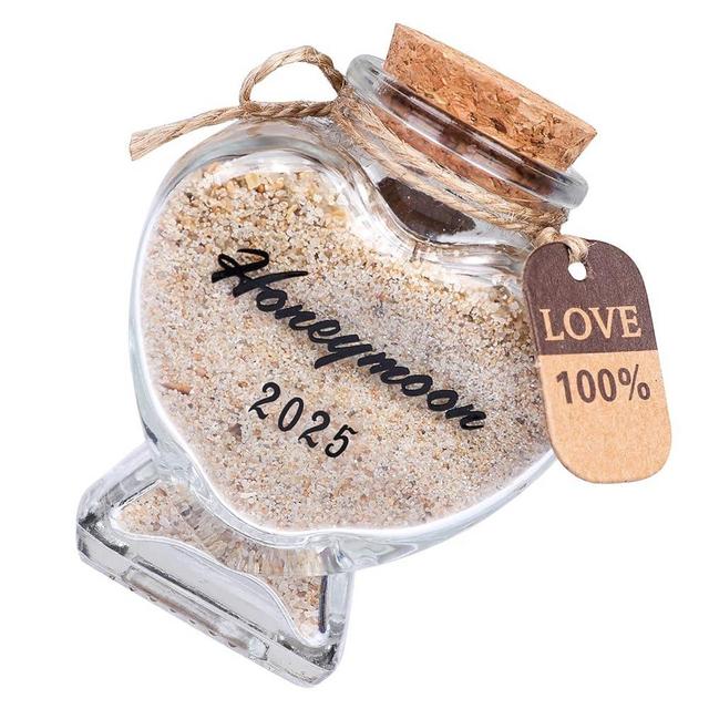 Honeymoon Sand Keepsake Jar 2025 - Bridal Shower Gift for Newlywed,Travel Gift Ideas for Bride，Honeymoon Gift,Wedding Gifts,Engagement Gifts for Couples. (2025 Honeymoon Jar - Heart Shaped)