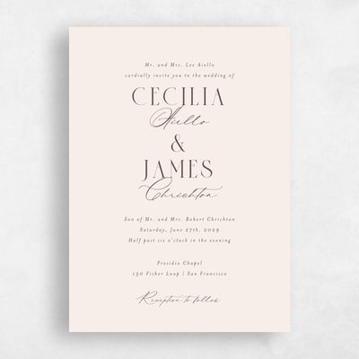 Linen, Beige Wedding Invitation - Shahira Portrait