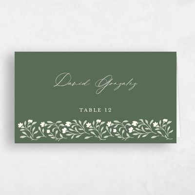 Grayed Hunter, Green Wedding Place Card - Sabine