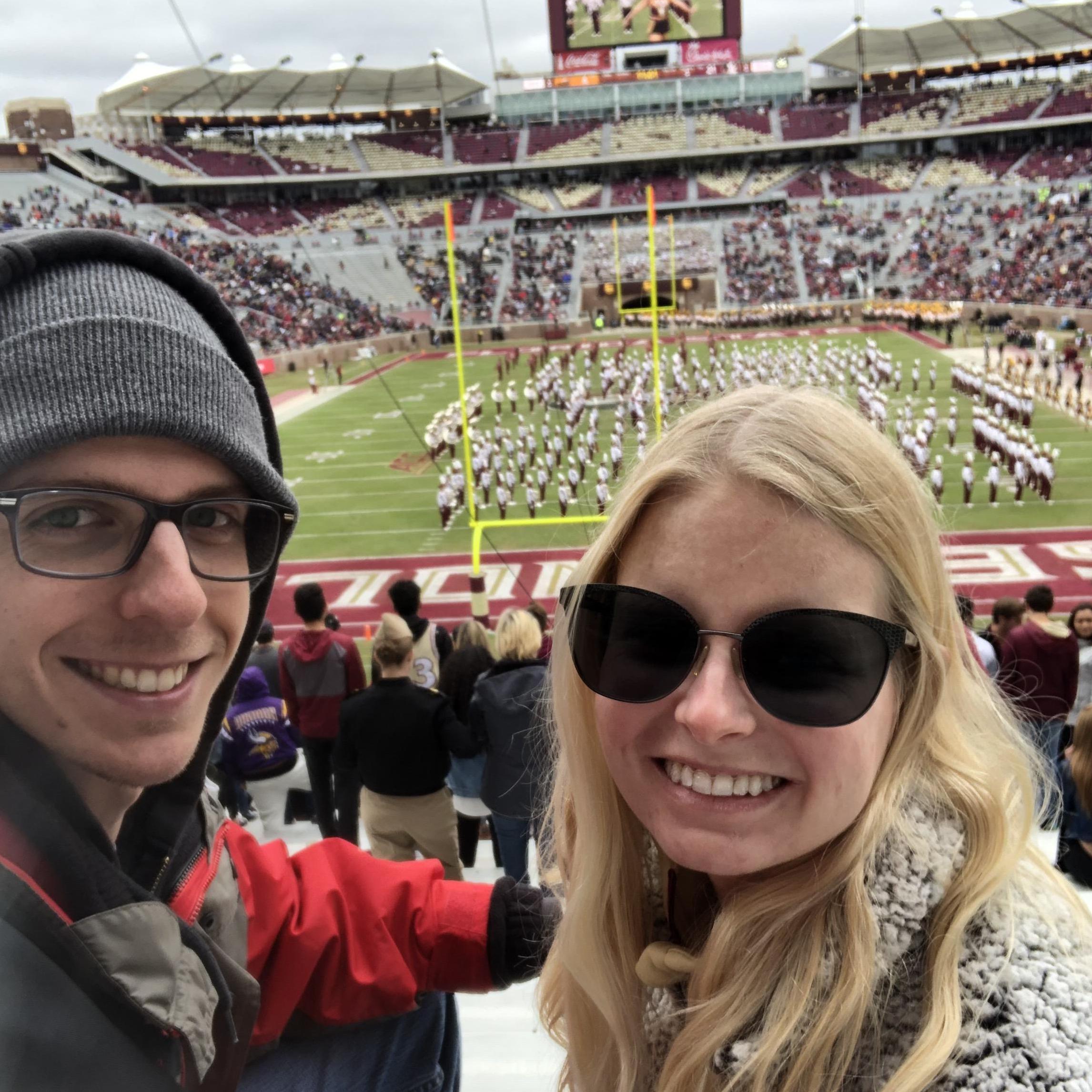 First FSU football game, it was freezing!