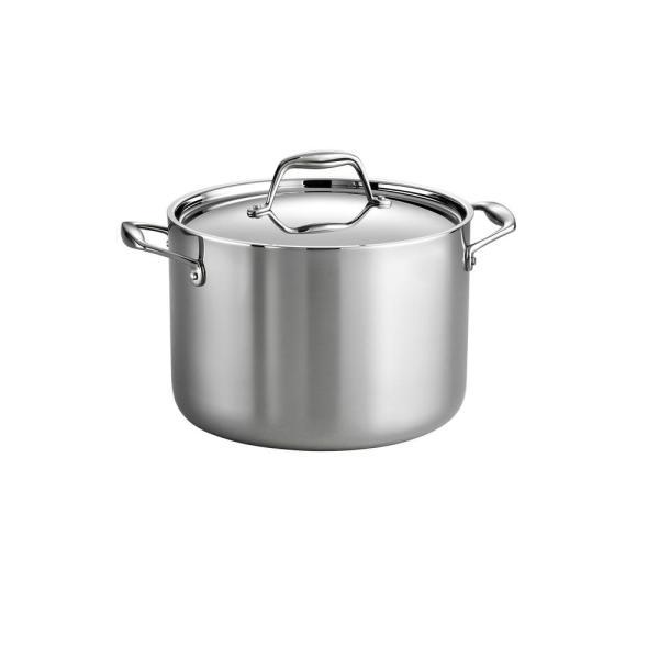 Gourmet Tri-Ply 8 Qt. Stainless Steel Stock Pot with Lid