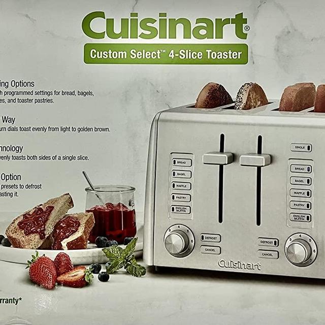 Cuisinart Bread, Bagel, English Muffin, Frozen Waffle and Pastry, 4-Slot Version with High Lift Carriage,7 Shade settings,4-Slice Custom Select Toaster