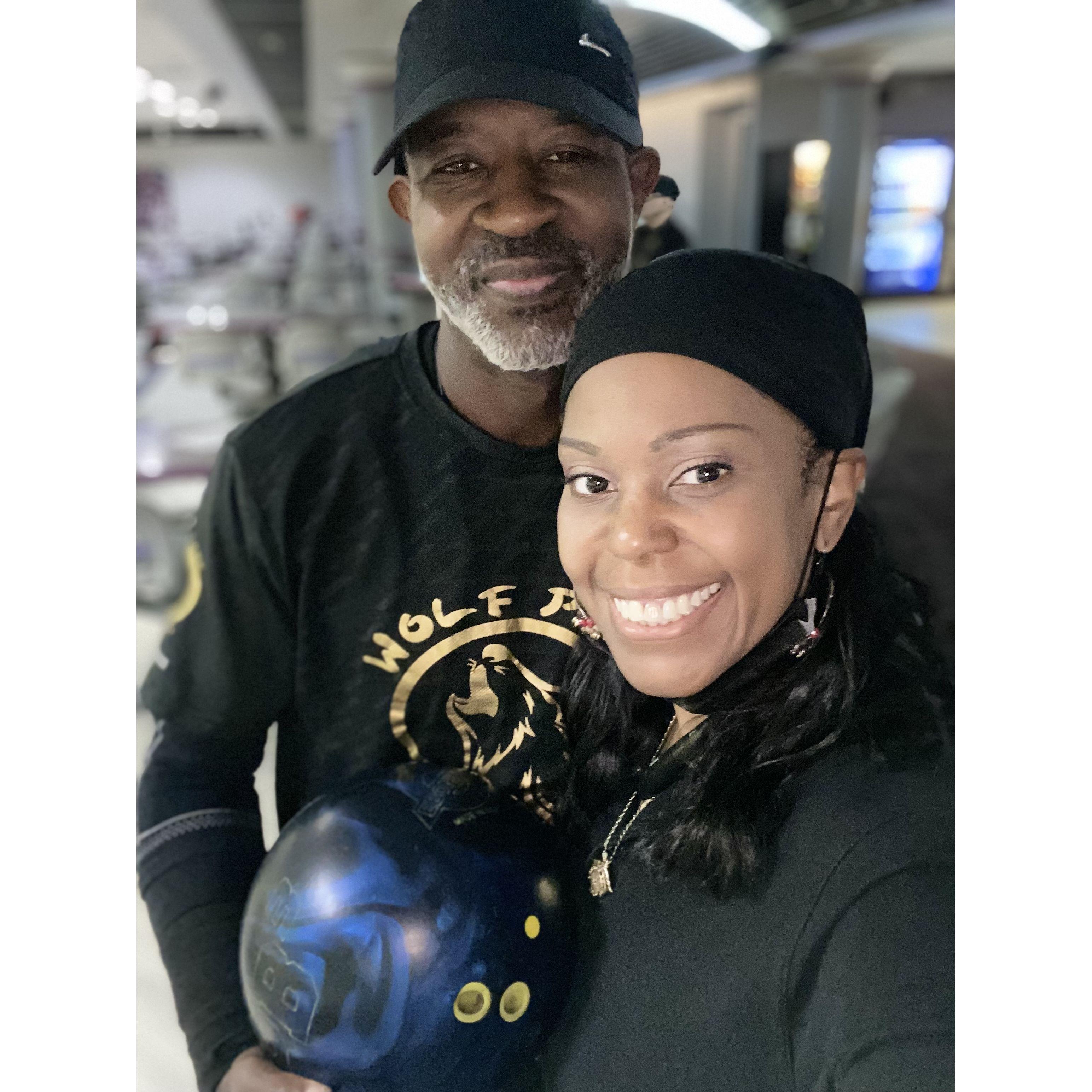 We both share the love of bowling.